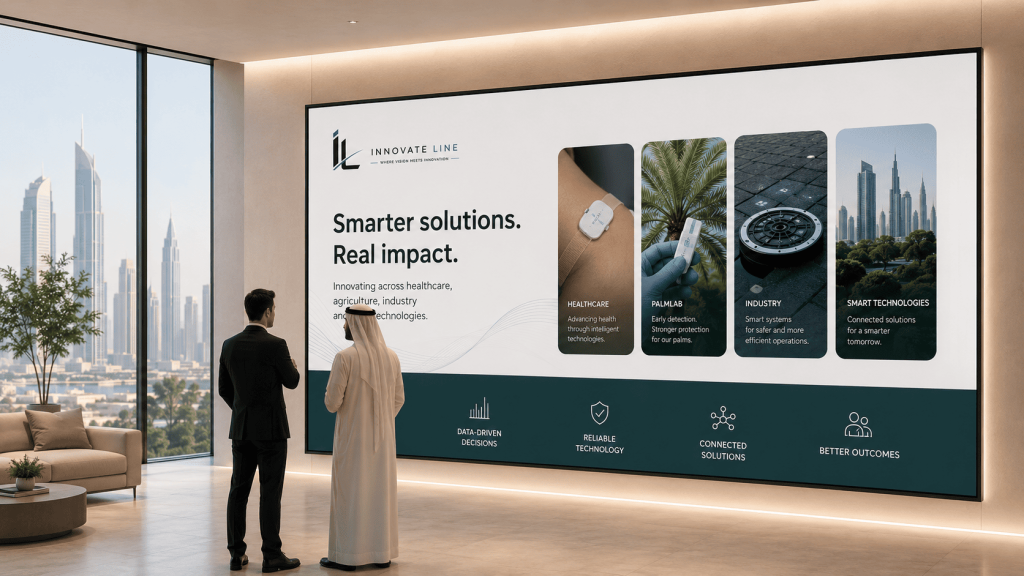 UAE innovation company Dubai office presenting healthcare agriculture and industrial technology solutions